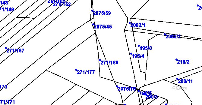 Parcela st. 271/154 v KÚ Merklín u Přeštic, Katastrální mapa