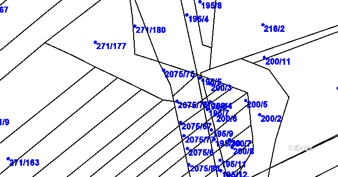 Parcela st. 271/155 v KÚ Merklín u Přeštic, Katastrální mapa