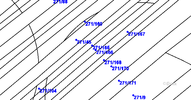 Parcela st. 271/166 v KÚ Merklín u Přeštic, Katastrální mapa