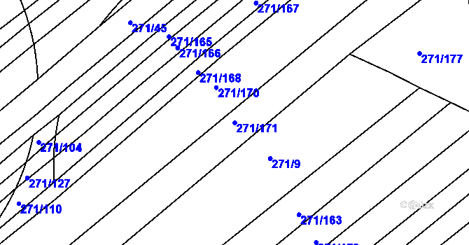 Parcela st. 271/171 v KÚ Merklín u Přeštic, Katastrální mapa