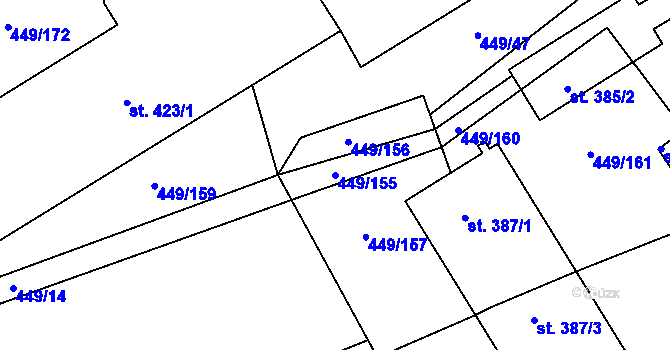 Parcela st. 449/155 v KÚ Merklín u Přeštic, Katastrální mapa