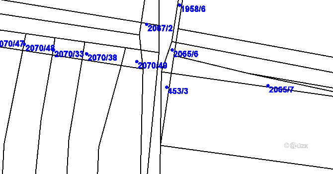 Parcela st. 453/3 v KÚ Merklín u Přeštic, Katastrální mapa