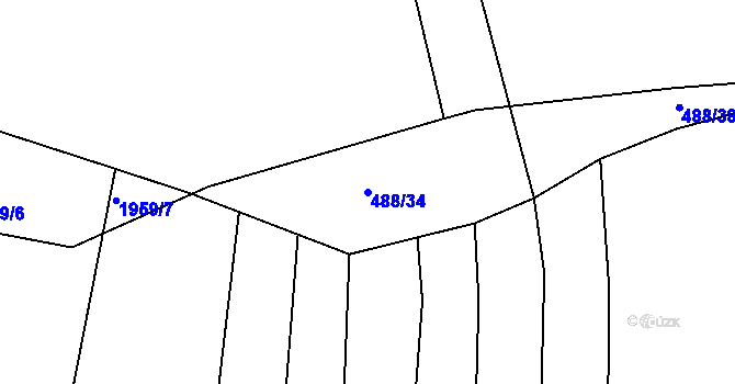 Parcela st. 488/34 v KÚ Merklín u Přeštic, Katastrální mapa