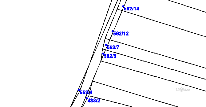 Parcela st. 562/5 v KÚ Merklín u Přeštic, Katastrální mapa