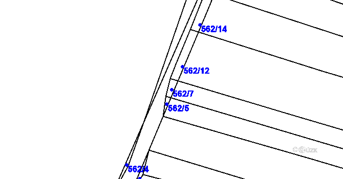 Parcela st. 562/7 v KÚ Merklín u Přeštic, Katastrální mapa