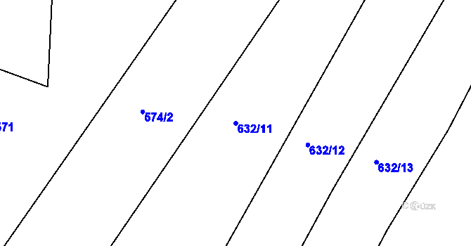Parcela st. 632/11 v KÚ Merklín u Přeštic, Katastrální mapa
