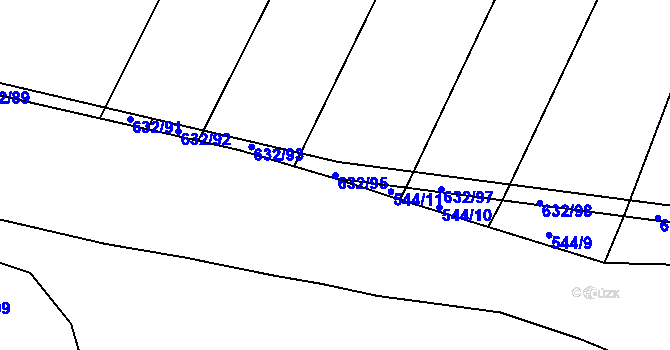 Parcela st. 632/95 v KÚ Merklín u Přeštic, Katastrální mapa