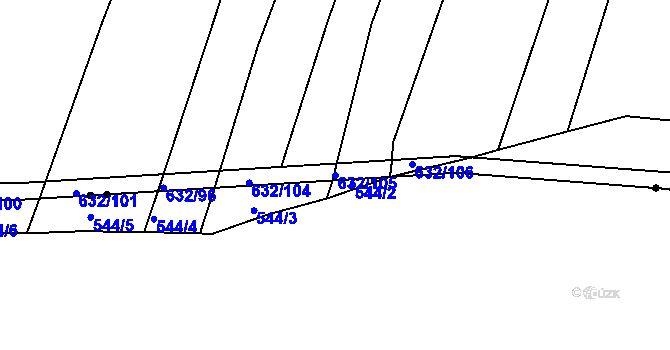 Parcela st. 632/105 v KÚ Merklín u Přeštic, Katastrální mapa