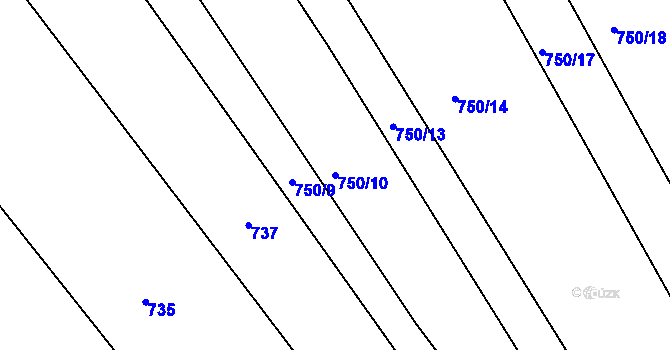 Parcela st. 750/10 v KÚ Merklín u Přeštic, Katastrální mapa