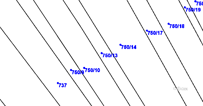 Parcela st. 750/13 v KÚ Merklín u Přeštic, Katastrální mapa