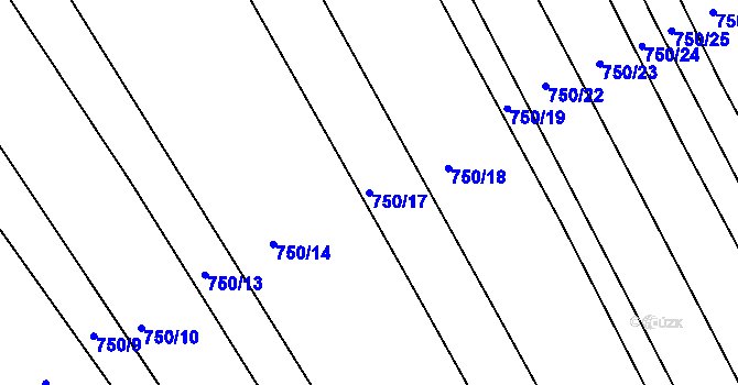 Parcela st. 750/17 v KÚ Merklín u Přeštic, Katastrální mapa