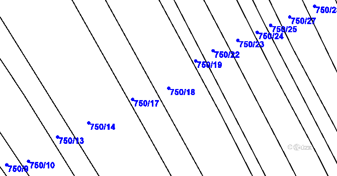 Parcela st. 750/18 v KÚ Merklín u Přeštic, Katastrální mapa
