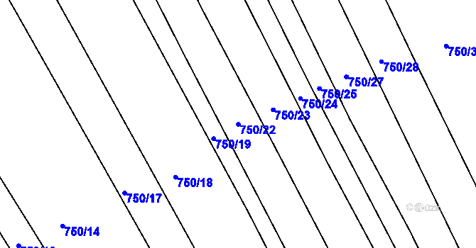 Parcela st. 750/22 v KÚ Merklín u Přeštic, Katastrální mapa