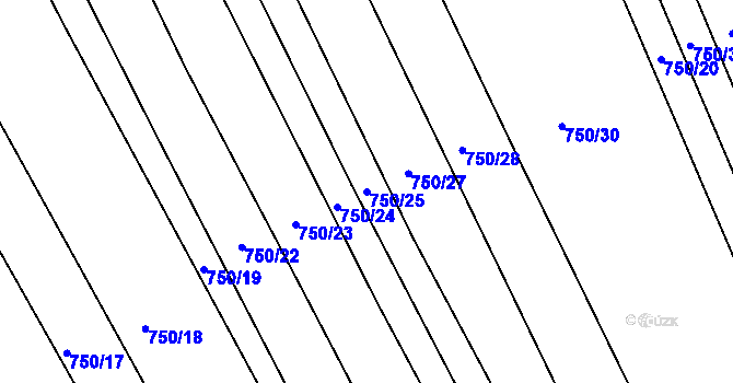 Parcela st. 750/25 v KÚ Merklín u Přeštic, Katastrální mapa