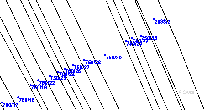 Parcela st. 750/30 v KÚ Merklín u Přeštic, Katastrální mapa