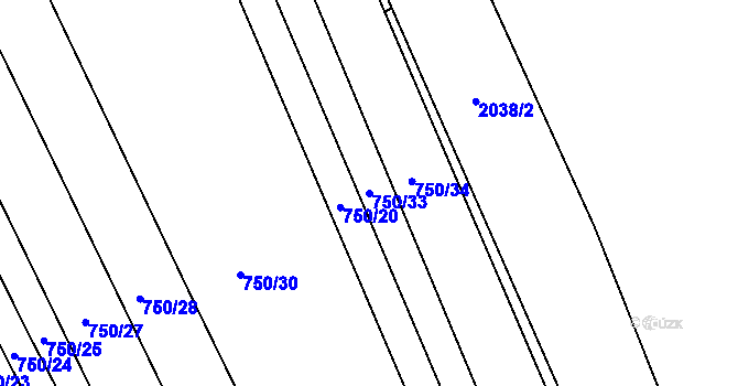 Parcela st. 750/33 v KÚ Merklín u Přeštic, Katastrální mapa