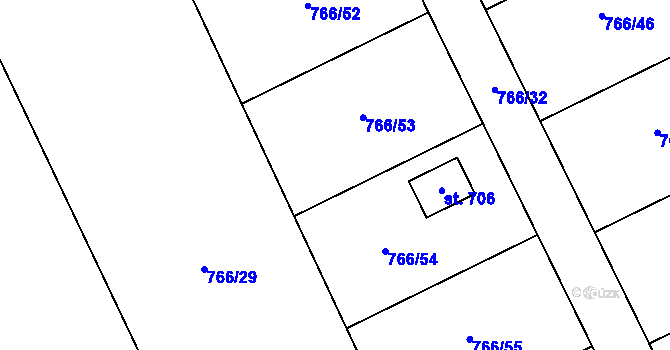 Parcela st. 766/30 v KÚ Merklín u Přeštic, Katastrální mapa