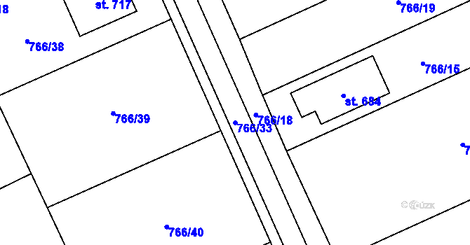 Parcela st. 766/33 v KÚ Merklín u Přeštic, Katastrální mapa