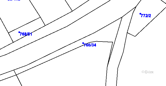 Parcela st. 766/34 v KÚ Merklín u Přeštic, Katastrální mapa