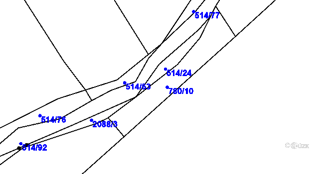 Parcela st. 780/10 v KÚ Merklín u Přeštic, Katastrální mapa