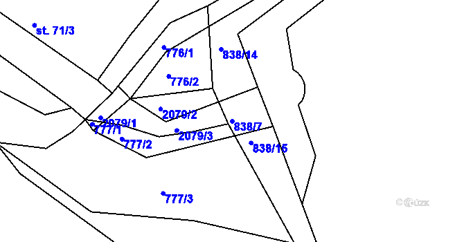 Parcela st. 838/7 v KÚ Merklín u Přeštic, Katastrální mapa