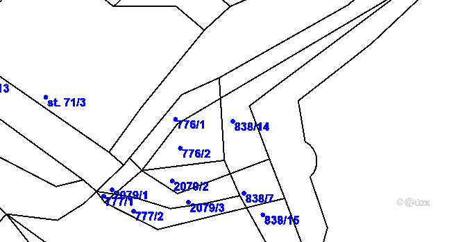 Parcela st. 838/14 v KÚ Merklín u Přeštic, Katastrální mapa