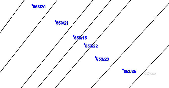 Parcela st. 853/22 v KÚ Merklín u Přeštic, Katastrální mapa
