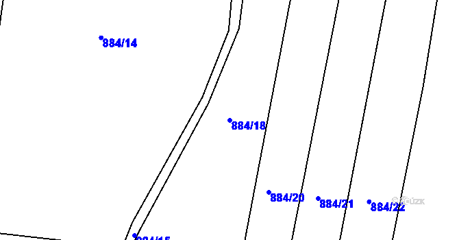 Parcela st. 884/18 v KÚ Merklín u Přeštic, Katastrální mapa