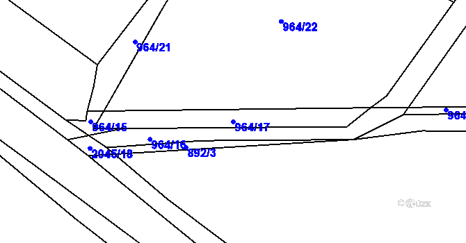 Parcela st. 964/17 v KÚ Merklín u Přeštic, Katastrální mapa