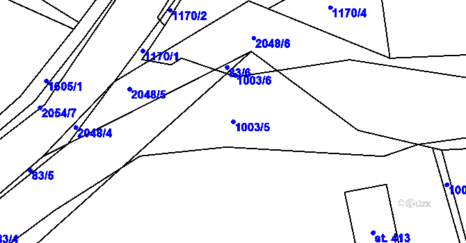 Parcela st. 1003/5 v KÚ Merklín u Přeštic, Katastrální mapa