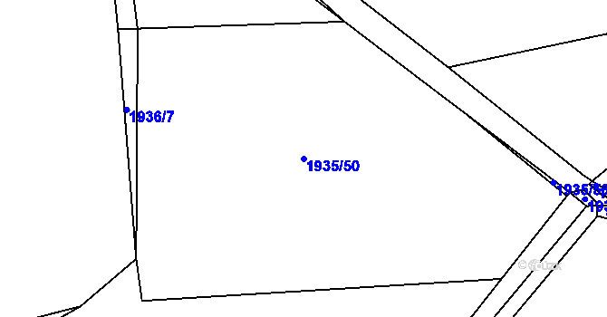 Parcela st. 1935/50 v KÚ Merklín u Přeštic, Katastrální mapa