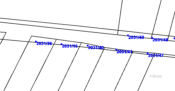 Parcela st. 2031/40 v KÚ Merklín u Přeštic, Katastrální mapa