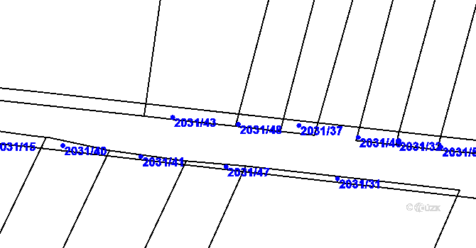 Parcela st. 2031/48 v KÚ Merklín u Přeštic, Katastrální mapa