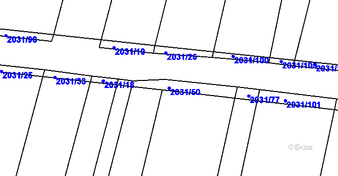 Parcela st. 2031/50 v KÚ Merklín u Přeštic, Katastrální mapa
