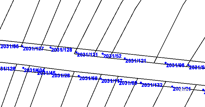 Parcela st. 2031/52 v KÚ Merklín u Přeštic, Katastrální mapa