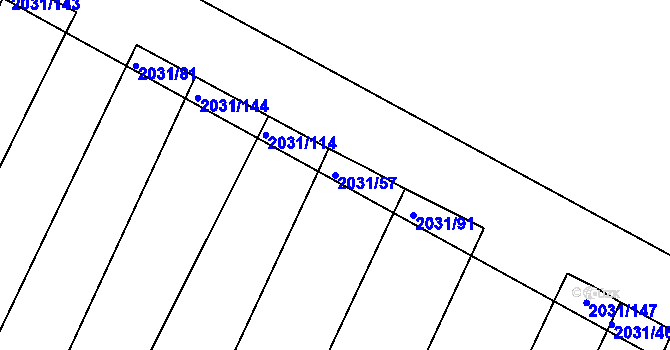 Parcela st. 2031/57 v KÚ Merklín u Přeštic, Katastrální mapa