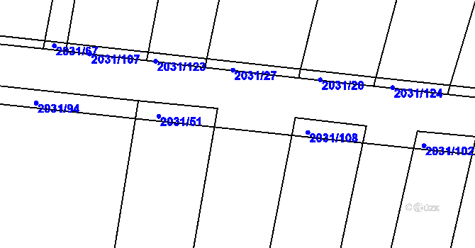 Parcela st. 2031/61 v KÚ Merklín u Přeštic, Katastrální mapa