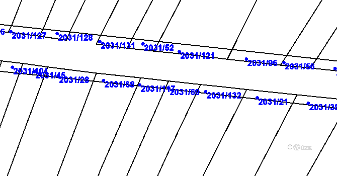 Parcela st. 2031/69 v KÚ Merklín u Přeštic, Katastrální mapa