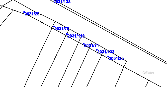 Parcela st. 2031/71 v KÚ Merklín u Přeštic, Katastrální mapa