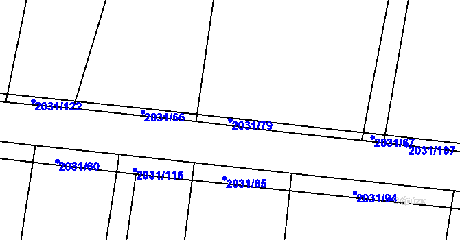 Parcela st. 2031/79 v KÚ Merklín u Přeštic, Katastrální mapa