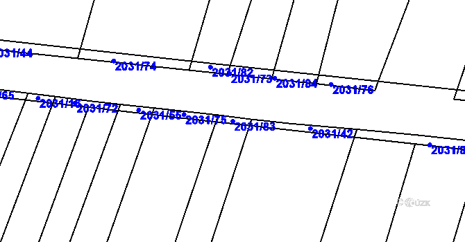 Parcela st. 2031/83 v KÚ Merklín u Přeštic, Katastrální mapa