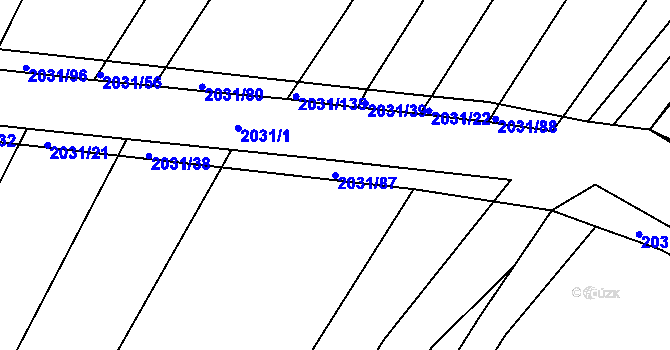 Parcela st. 2031/87 v KÚ Merklín u Přeštic, Katastrální mapa