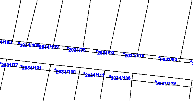 Parcela st. 2031/93 v KÚ Merklín u Přeštic, Katastrální mapa