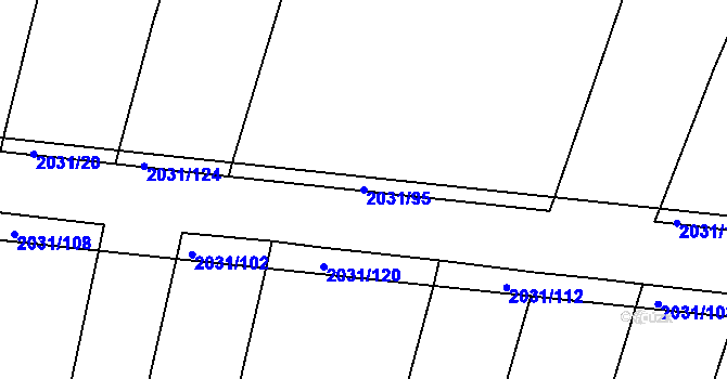 Parcela st. 2031/95 v KÚ Merklín u Přeštic, Katastrální mapa