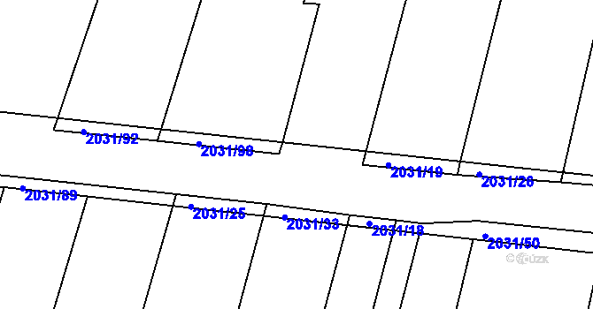 Parcela st. 2031/99 v KÚ Merklín u Přeštic, Katastrální mapa