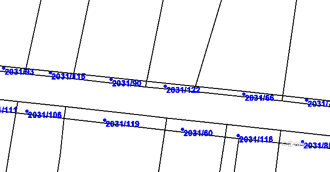 Parcela st. 2031/122 v KÚ Merklín u Přeštic, Katastrální mapa