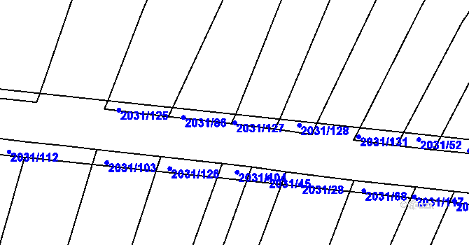 Parcela st. 2031/127 v KÚ Merklín u Přeštic, Katastrální mapa