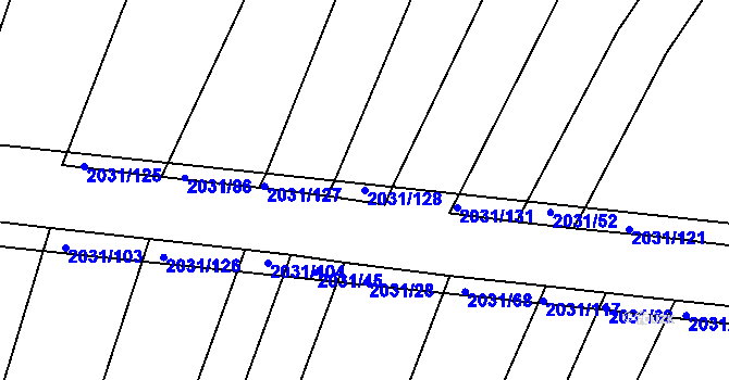 Parcela st. 2031/128 v KÚ Merklín u Přeštic, Katastrální mapa