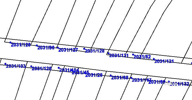 Parcela st. 2031/129 v KÚ Merklín u Přeštic, Katastrální mapa