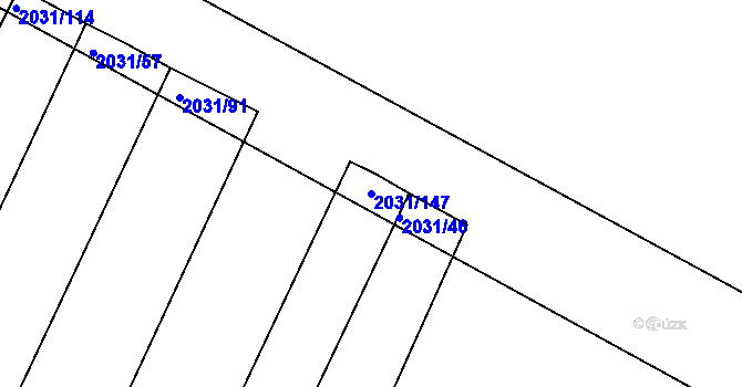 Parcela st. 2031/147 v KÚ Merklín u Přeštic, Katastrální mapa